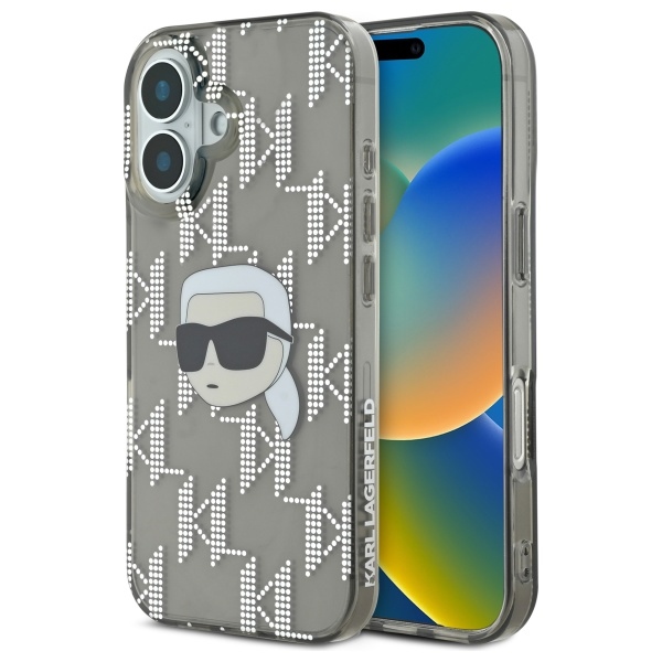 Karl Lagerfeld KLHCP16SHKLPKHK Black Hardcase IML Karl Head Electroplated Kryt iPhone 16