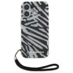 Karl Lagerfeld KLHCP16SHZBPKCCK Black Hardcase IML Zebra Pattern & Cord Kryt iPhone 16