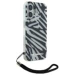 Karl Lagerfeld KLHCP16SHZBPKCCK Black Hardcase IML Zebra Pattern & Cord Kryt iPhone 16