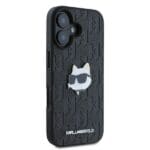 Karl Lagerfeld KLHCP16SPGKLCHPK Black Hardcase Monogram Choupette Head Pin Kryt iPhone 16