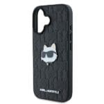 Karl Lagerfeld KLHCP16SPGKLCHPK Black Hardcase Monogram Choupette Head Pin Kryt iPhone 16