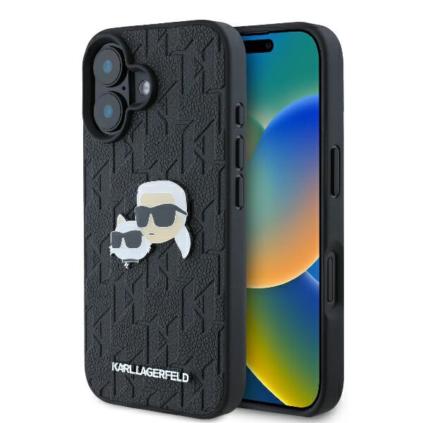 Karl Lagerfeld KLHCP16SPGKLKCPK Black Hardcase Monogram Karl&Chaoupette Head Pi Kryt iPhone 16