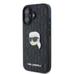 Karl Lagerfeld KLHCP16SPGKLKIPK Black Hardcase Monogram Karl Head Pin Kryt iPhone 16