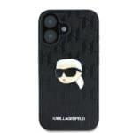 Karl Lagerfeld KLHCP16SPGKLKIPK Black Hardcase Monogram Karl Head Pin Kryt iPhone 16