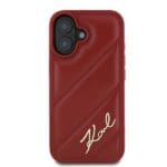 Karl Lagerfeld KLHCP16SPQDSMGR Red Hardcase Quilted Signature Kryt iPhone 16