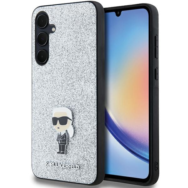 Karl Lagerfeld KLHCSGCNPSG 6 Silver Hardcase Fixed Glitter Ikonik Metal Pin Kryt Samsung Galaxy A35 5G