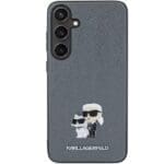 Karl Lagerfeld KLHCSPSAKCMPG S921 Hardcase Grey Saffiano Karl & Choupette Metal Pin Kryt Samsung Galaxy S24