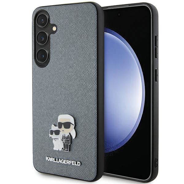 Karl Lagerfeld KLHCSPSAKCMPG S921 Hardcase Grey Saffiano Karl & Choupette Metal Pin Kryt Samsung Galaxy S24