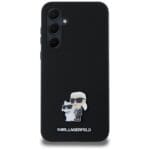 Karl Lagerfeld KLHCSSMHKCNPK 6 Hardcase Black Silicone Karl&Choupette Metal Pin Kryt Samsung Galaxy A35 5G