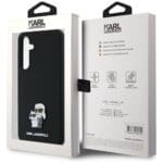 Karl Lagerfeld KLHCSSMHKCNPK 6 Hardcase Black Silicone Karl&Choupette Metal Pin Kryt Samsung Galaxy A35 5G