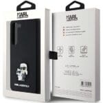 Karl Lagerfeld KLHCSSMHKCNPK S911Hardcase Black Silicone Karl&Choupette Metal Pin Kryt Samsung Galaxy S23