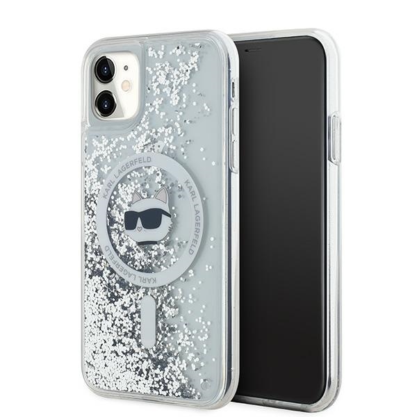 Karl Lagerfeld KLHMN61LGCHSGH Hardcase Transparent Liquid Glitter Choupette Head Kryt iPhone 11/XR