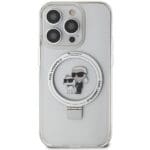 Karl Lagerfeld KLHMP13LHMRSKCH White Hardcase Ring Stand Karl&Choupettt Kryt iPhone 13/13 Pro