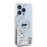 Karl Lagerfeld KLHMP13LLGCHSGH Hardcase Transparent Liquid Glitter Choupette Kryt iPhone 13/13 Pro