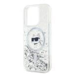 Karl Lagerfeld KLHMP13LLGCHSGH Hardcase Transparent Liquid Glitter Choupette Kryt iPhone 13/13 Pro