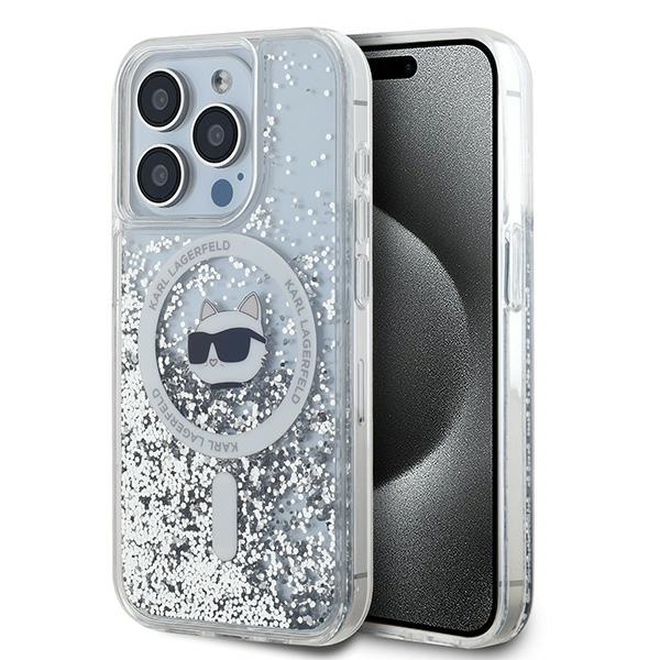 Karl Lagerfeld KLHMP13LLGCHSGH Hardcase Transparent Liquid Glitter Choupette Kryt iPhone 13/13 Pro