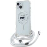 Karl Lagerfeld KLHMP13MHCCHNT Hardcase Transparent IML Choupette Head & Cord Kryt iPhone 13/14/15