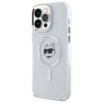 Karl Lagerfeld KLHMP13XHLSCHH White Hardcase IML Metal Choupette Head Kryt iPhone 13 Pro Max