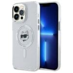 Karl Lagerfeld KLHMP13XHLSCHH White Hardcase IML Metal Choupette Head Kryt iPhone 13 Pro Max