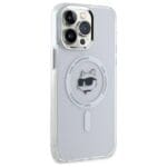 Karl Lagerfeld KLHMP13XHLSCHH White Hardcase IML Metal Choupette Head Kryt iPhone 13 Pro Max