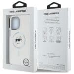 Karl Lagerfeld KLHMP13XHLSCHH White Hardcase IML Metal Choupette Head Kryt iPhone 13 Pro Max