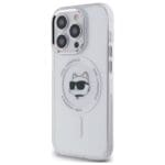 Karl Lagerfeld KLHMP14LHLSCHH White Hardcase IML Metal Choupette Head MagSafe Kryt iPhone 14 Pro