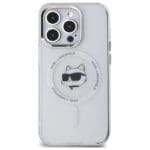 Karl Lagerfeld KLHMP14LHLSCHH White Hardcase IML Metal Choupette Head MagSafe Kryt iPhone 14 Pro