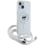 Karl Lagerfeld KLHMP14SHCCHNT Hardcase Transparent IML Choupette Head & Cord Kryt iPhone 13/14/15