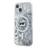 Karl Lagerfeld KLHMP14SLGCHSGH Hardcase Transparent Liquid Glitter Choupette Kryt iPhone 13/14/15