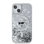 Karl Lagerfeld KLHMP14SLGCHSGH Hardcase Transparent Liquid Glitter Choupette Kryt iPhone 13/14/15