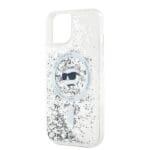 Karl Lagerfeld KLHMP14SLGCHSGH Hardcase Transparent Liquid Glitter Choupette Kryt iPhone 13/14/15