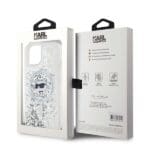 Karl Lagerfeld KLHMP14SLGCHSGH Hardcase Transparent Liquid Glitter Choupette Kryt iPhone 13/14/15