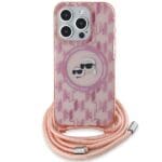 Karl Lagerfeld KLHMP15LHCKCKLCP Pink Hardcase IML Crossbody Monogram Karl & Kryt iPhone 15 Pro