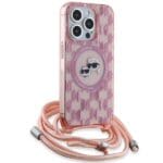 Karl Lagerfeld KLHMP15LHCKCKLCP Pink Hardcase IML Crossbody Monogram Karl & Kryt iPhone 15 Pro