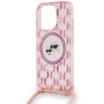 Karl Lagerfeld KLHMP15LHCKCKLCP Pink Hardcase IML Crossbody Monogram Karl & Kryt iPhone 15 Pro