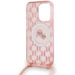 Karl Lagerfeld KLHMP15LHCKCKLCP Pink Hardcase IML Crossbody Monogram Karl & Kryt iPhone 15 Pro