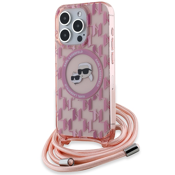 Karl Lagerfeld KLHMP15LHCKCKLCP Pink Hardcase IML Crossbody Monogram Karl & Kryt iPhone 15 Pro