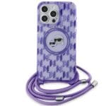 Karl Lagerfeld KLHMP15LHCKCKLCU Purple Hardcase IML Crossbody Monogram K Kryt iPhone 15 Pro