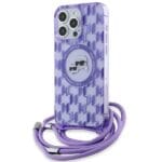 Karl Lagerfeld KLHMP15LHCKCKLCU Purple Hardcase IML Crossbody Monogram K Kryt iPhone 15 Pro