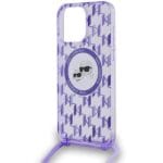 Karl Lagerfeld KLHMP15LHCKCKLCU Purple Hardcase IML Crossbody Monogram K Kryt iPhone 15 Pro