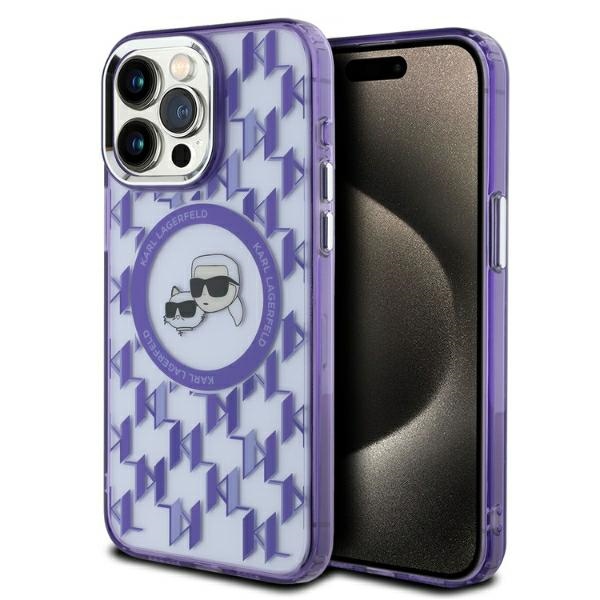 Karl Lagerfeld KLHMP15LHMCKMHU Purple IML Monogram Karl&Choupette Head M Kryt iPhone 15 Pro