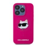 Karl Lagerfeld KLHMP15LSCHPPLF Fuschia Hardcase Silicone Choupette Head MagSafe Kryt iPhone 15 Pro