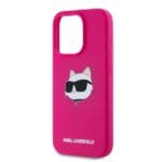 Karl Lagerfeld KLHMP15LSCHPPLF Fuschia Hardcase Silicone Choupette Head MagSafe Kryt iPhone 15 Pro