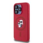 Karl Lagerfeld KLHMP15LSCMKCRHR Red Hardcase Silicone Karl&Choupette Heads Ring Kryt iPhone 15 Pro