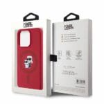 Karl Lagerfeld KLHMP15LSCMKCRHR Red Hardcase Silicone Karl&Choupette Heads Ring Kryt iPhone 15 Pro
