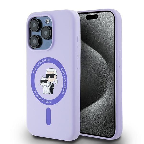 Karl Lagerfeld KLHMP15LSCMKCRHU Purple Hardcase Silicone Karl&Choupette Heads Kryt iPhone 15 Pro