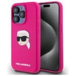 Karl Lagerfeld KLHMP15LSKHPPLF Fuschia Hardcase Silicone Karl Head Print MagSafe Kryt iPhone 15 Pro