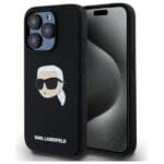 Karl Lagerfeld KLHMP15LSKHPPLK Black Hardcase Silicone Karl Head Print MagSafe Kryt iPhone 15 Pro