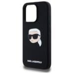 Karl Lagerfeld KLHMP15LSKHPPLK Black Hardcase Silicone Karl Head Print MagSafe Kryt iPhone 15 Pro
