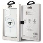 Karl Lagerfeld KLHMP15MHLSCHH White Hardcase IML Metal Choupette Head MagSafe Kryt iPhone 15 Plus